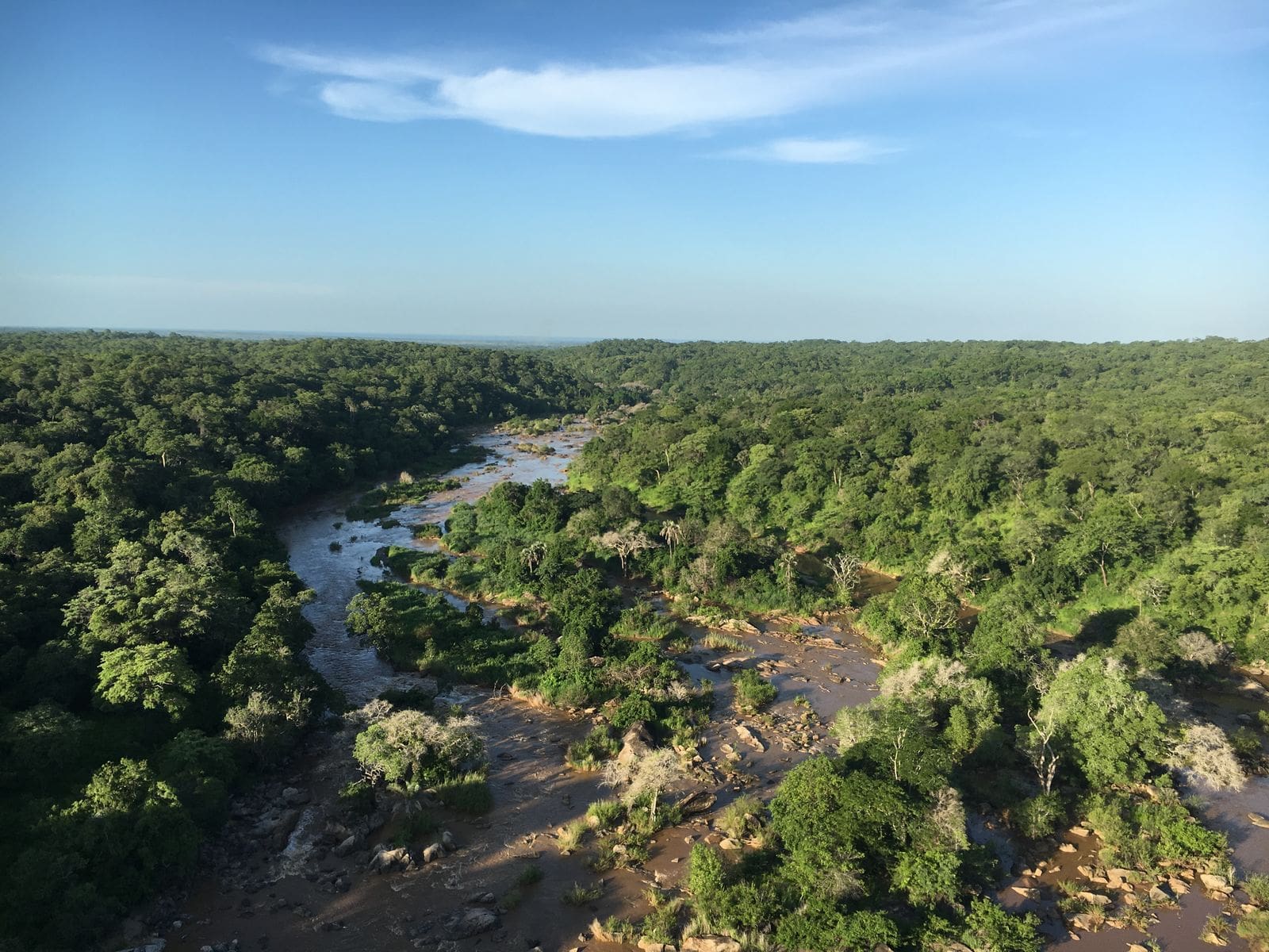 Aerial view of the river and the forest of Nkhotakota